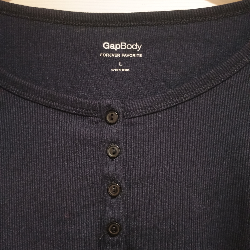 Women's GapBody Basic Ribbed Navy Long Sleeve Rib… - image 4